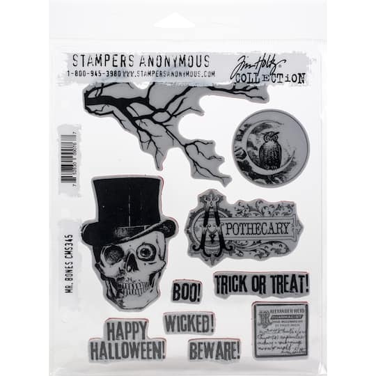 Stampers Anonymous Tim Holtz&#xAE; Mr. Bones Cling Stamps Set